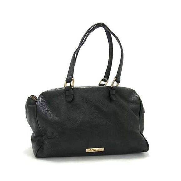 Versace (Authentic) Large Black Pelle Leather & Gold Medusa Shoulder Bag, VGUC - Picture 11 of 11